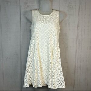 Girls Eyelet Lace Dress Size 16‎ Knee Length Sleeveless Ivory Party Formal Event